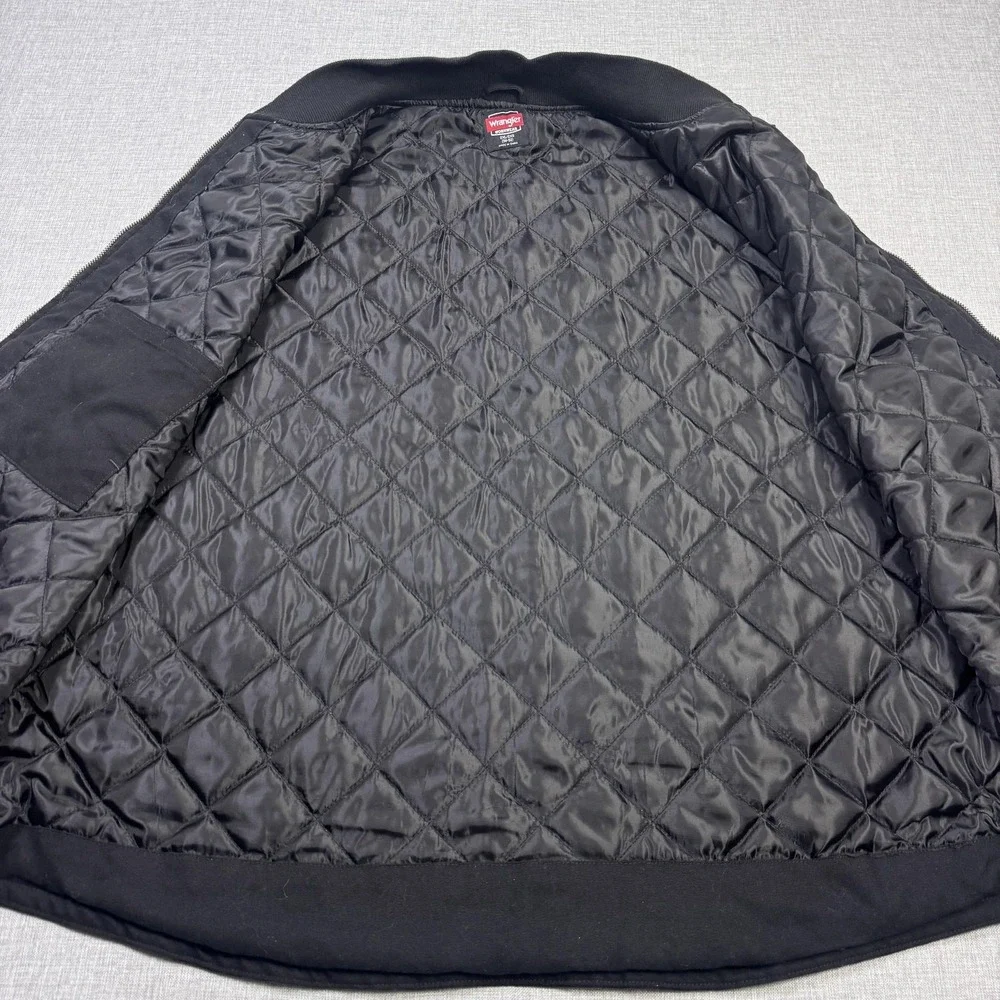 Wrangler Canvas Vest Mens 2XL Black Quilted Insulated Workwear Full Zip - Picture 2 of 7